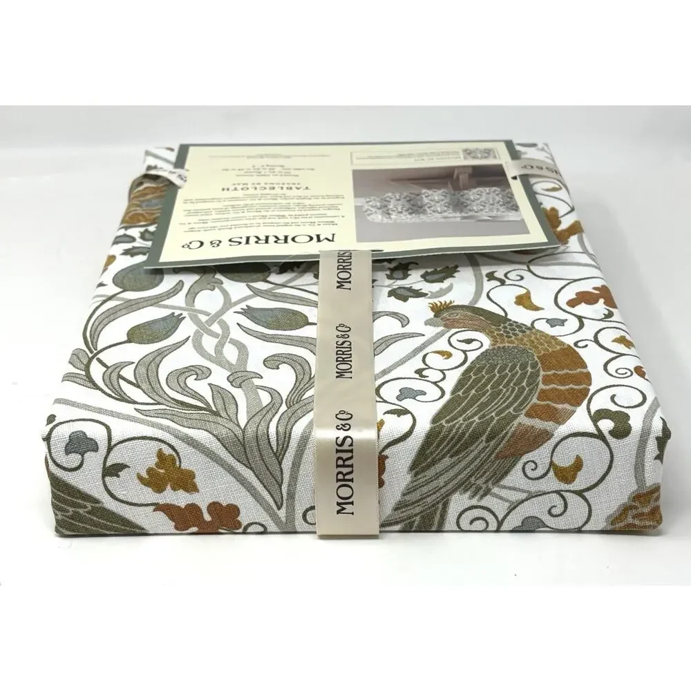 William Morris & Co Seasons by May Round Tablecloth 70” In. Birds Fall Colors